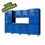 Contur Cabinet 10' Premium Santorini Blue Garage Cabinet System with Stainless Steel Tops