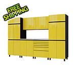 Contur Cabinet 10' Premium Vespa Yellow Garage Cabinet System with Stainless Steel Tops
