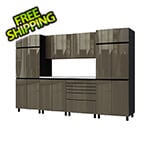 Contur Cabinet 10' Premium Terra Grey Garage Cabinet System with Stainless Steel Tops