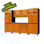Contur Cabinet 10' Premium Traffic Orange Garage Cabinet System with Stainless Steel Tops