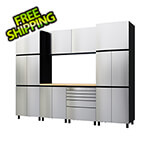Contur Cabinet 10' Premium Stainless Steel Garage Cabinet System with Butcher Block Tops