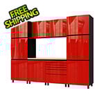 Contur Cabinet 10' Premium Cayenne Red Garage Cabinet System with Butcher Block Tops