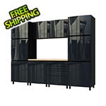 Contur Cabinet 10' Premium Karbon Black Garage Cabinet System with Butcher Block Tops