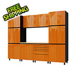 Contur Cabinet 10' Premium Traffic Orange Garage Cabinet System with Butcher Block Tops