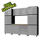 Contur Cabinet 10' Premium Lithium Grey Garage Cabinet System with Butcher Block Tops