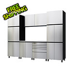 Contur Cabinet 10' Premium Stainless Steel Garage Cabinet System with Stainless Steel Tops
