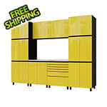 Contur Cabinet 10' Premium Vespa Yellow Garage Cabinet System with Stainless Steel Tops