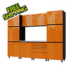 Contur Cabinet 10' Premium Traffic Orange Garage Cabinet System with Stainless Steel Tops