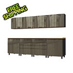 Contur Cabinet 10' Premium Terra Grey Garage Cabinet System with Butcher Block Tops