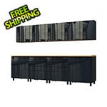 Contur Cabinet 10' Premium Karbon Black Garage Cabinet System with Butcher Block Tops