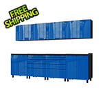 Contur Cabinet 10' Premium Santorini Blue Garage Cabinet System with Stainless Steel Tops