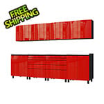 Contur Cabinet 10' Premium Cayenne Red Garage Cabinet System with Stainless Steel Tops