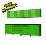 Contur Cabinet 10' Premium Lime Green Garage Cabinet System with Butcher Block Tops