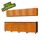 Contur Cabinet 10' Premium Traffic Orange Garage Cabinet System with Stainless Steel Tops