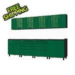 Contur Cabinet 10' Premium Racing Green Garage Cabinet System with Stainless Steel Tops