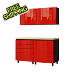 Contur Cabinet 5' Premium Cayenne Red Garage Cabinet System with Butcher Block Tops