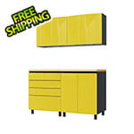 Contur Cabinet 5' Premium Vespa Yellow Garage Cabinet System with Butcher Block Tops