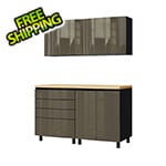 Contur Cabinet 5' Premium Terra Grey Garage Cabinet System with Butcher Block Tops