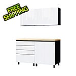 Contur Cabinet 5' Premium Alpine White Garage Cabinet System with Butcher Block Tops