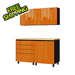 Contur Cabinet 5' Premium Traffic Orange Garage Cabinet System with Butcher Block Tops