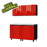 Contur Cabinet 5' Premium Cayenne Red Garage Cabinet System with Stainless Steel Tops