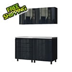 Contur Cabinet 5' Premium Karbon Black Garage Cabinet System with Stainless Steel Tops