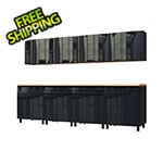 Contur Cabinet 10' Premium Karbon Black Garage Cabinet System with Butcher Block Tops