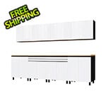 Contur Cabinet 10' Premium Alpine White Garage Cabinet System with Butcher Block Tops