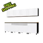 Contur Cabinet 10' Premium Alpine White Garage Cabinet System with Butcher Block Tops