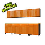Contur Cabinet 10' Premium Traffic Orange Garage Cabinet System with Butcher Block Tops