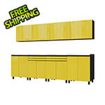 Contur Cabinet 10' Premium Vespa Yellow Garage Cabinet System with Stainless Steel Tops