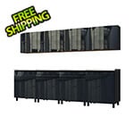 Contur Cabinet 10' Premium Karbon Black Garage Cabinet System with Stainless Steel Tops