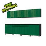 Contur Cabinet 10' Premium Racing Green Garage Cabinet System with Stainless Steel Tops