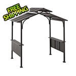 Sunjoy Group 5 x 8 Grill Pavilion Gazebo with Ceiling Hook and Bar Shelves