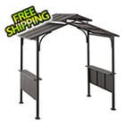 Sunjoy 5 x 8 Grill Pavilion Gazebo with Ceiling Hook and Bar Shelves