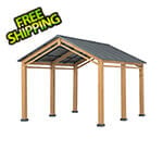 Sunjoy Group AutoCove 11 x 13 Gable Roof Wood Carport / Gazebo with Ceiling Hook