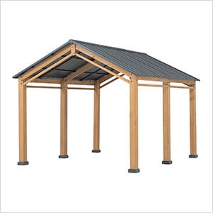 AutoCove 11 x 13 Gable Roof Wood Carport / Gazebo with Ceiling Hook