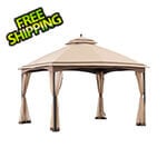 Sunjoy Group 11 x 13 Steel 2-Tier Soft Top Gazebo with Ceiling Hook and Netting