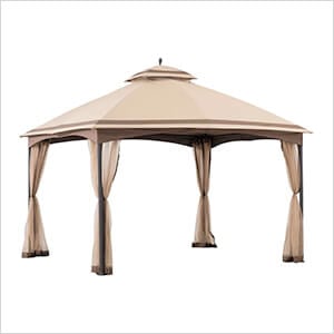 11 x 13 Steel 2-Tier Soft Top Gazebo with Ceiling Hook and Netting