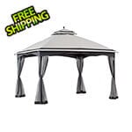 Sunjoy Group 11 x 13 Steel 2-Tier Soft Top Gazebo with Ceiling Hook and Netting