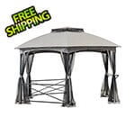 Sunjoy 15 x 15 Steel Hexagon 2-Tier Soft Top Gazebo with Ceiling Hook and Netting