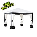 Sunjoy Group 10 x 10 White and Black Soft Top Gazebo with Ceiling Hook