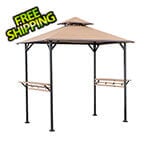 Sunjoy Group 5 x 8 Steel Soft Top Grill Gazebo with Bar Shelves