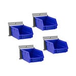 NewAge Garage Cabinets PVC Slatwall Blue Parts Bins with Parts Bins Support (Pack of 4)
