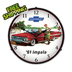 Collectable Sign and Clock 1961 Impala Convertible Backlit Wall Clock