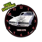 Collectable Sign and Clock 1968 Pontiac GTO Backlit Wall Clock
