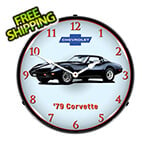 Collectable Sign and Clock 1979 Corvette Backlit Wall Clock