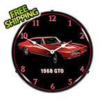 Collectable Sign and Clock 1968 Pontiac GTO Backlit Wall Clock