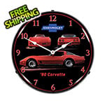 Collectable Sign and Clock 1980 Corvette Backlit Wall Clock