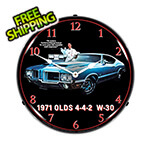Collectable Sign and Clock 1971 Olds 442 W30 Backlit Wall Clock